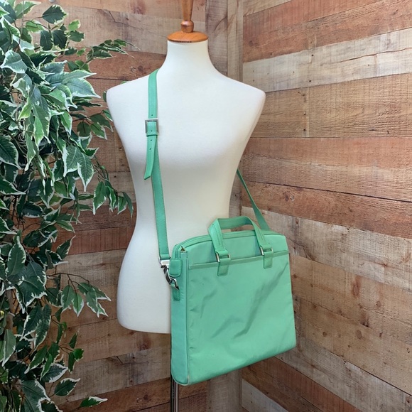 Chenson & Gorett Italian Leather Top Handle Briefcase Bag in Mint Green